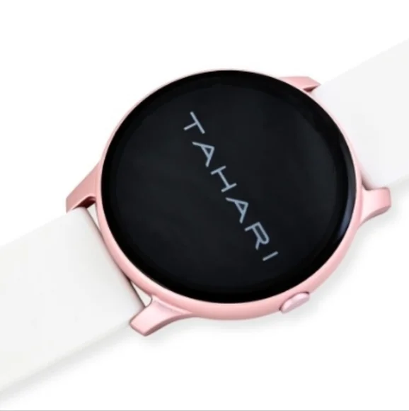 Tahari Ladies Smart Watch with Rose Gold Tone White Silicone Accessories